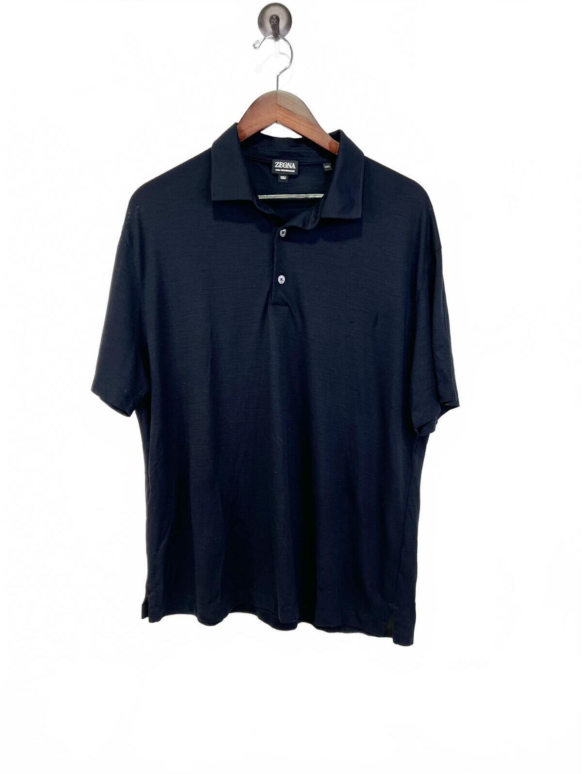 Zegna High Performance Black Wool Polo Shirt 3xl